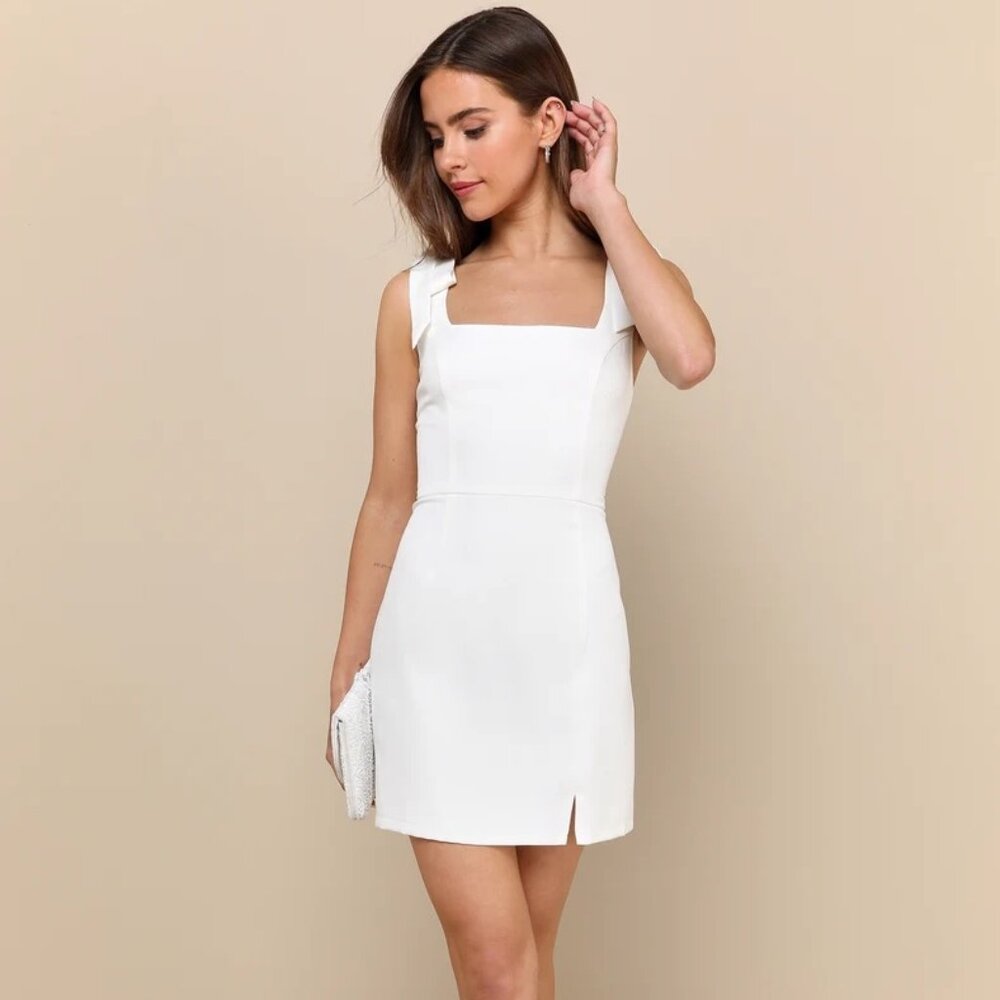 Your Sweetie White Tie-Strap Mini Dress - S